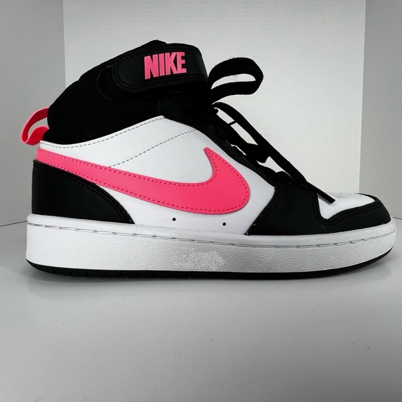 Nike Big Kids Size 6.5 Court Borough Mid 2 Black Sunset Pulse Pink Sneakers 6.5Y - Picture 7 of 16